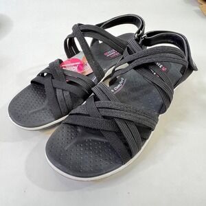 Skechers Womens Reggae Cup Simply‎ Biased Sandals Black Size 10 163506 BLK